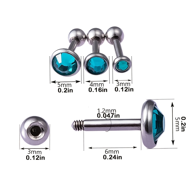 3pcs Synthetic Cubic Zirconia Stud Earrings Set for Women & Men